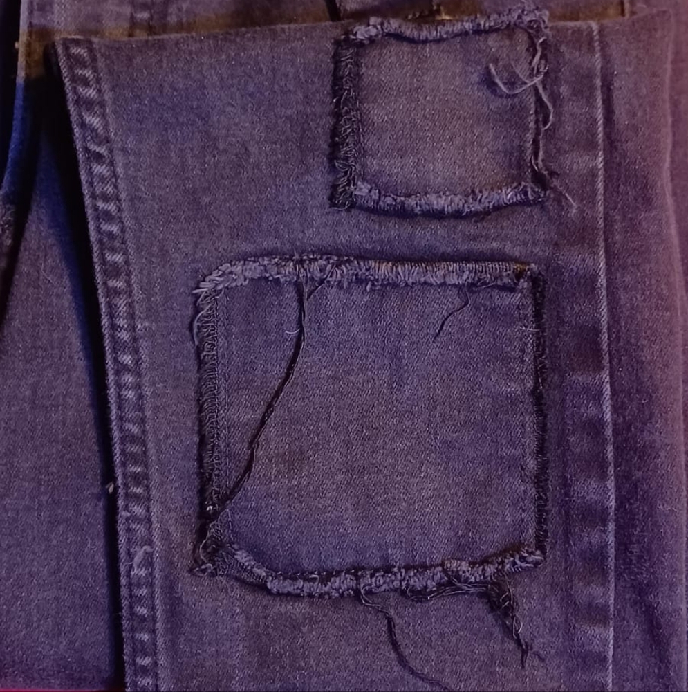Black Denim Pants with Buckle Straps - Picture 2 of 7